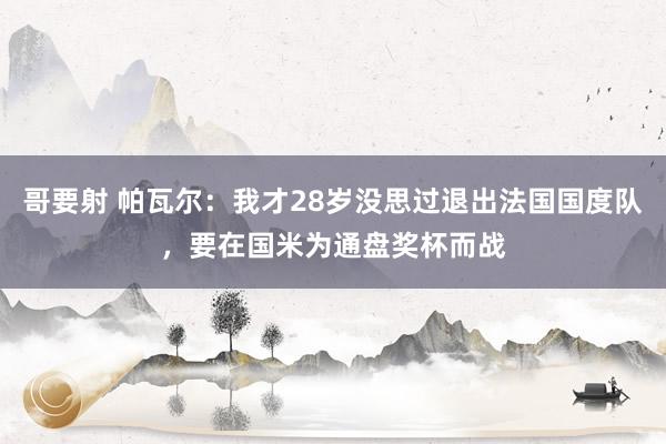 哥要射 帕瓦尔：我才28岁没思过退出法国国度队，要在国米为通盘奖杯而战