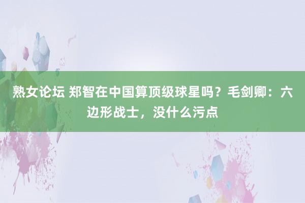 熟女论坛 郑智在中国算顶级球星吗？毛剑卿：六边形战士，没什么污点